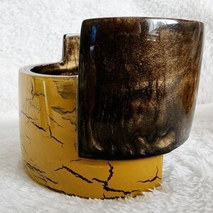 Zsiska Kontrast Brown, Gold & Yellow Bracelet Cuff